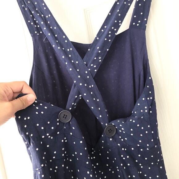 Rolla's Blue White Polka Dot Starry Night Jumpsuit Criss Cross Back NWT Medium - Picture 9 of 15